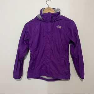 The North Face Jacket Girls M 10/12 Windbreaker Hooded Hyvent Full Zip Purple